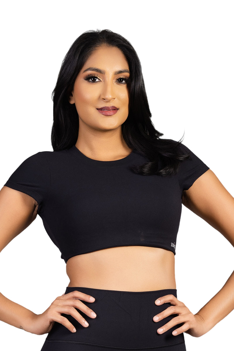 Shadow Crop top  black