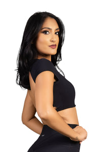 Shadow Crop top  black