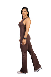 Seraph Flared Long Jumpsuit Brown