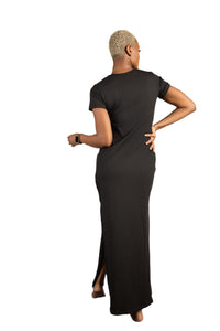 Elegance Ribbed Maxi Dress - Black