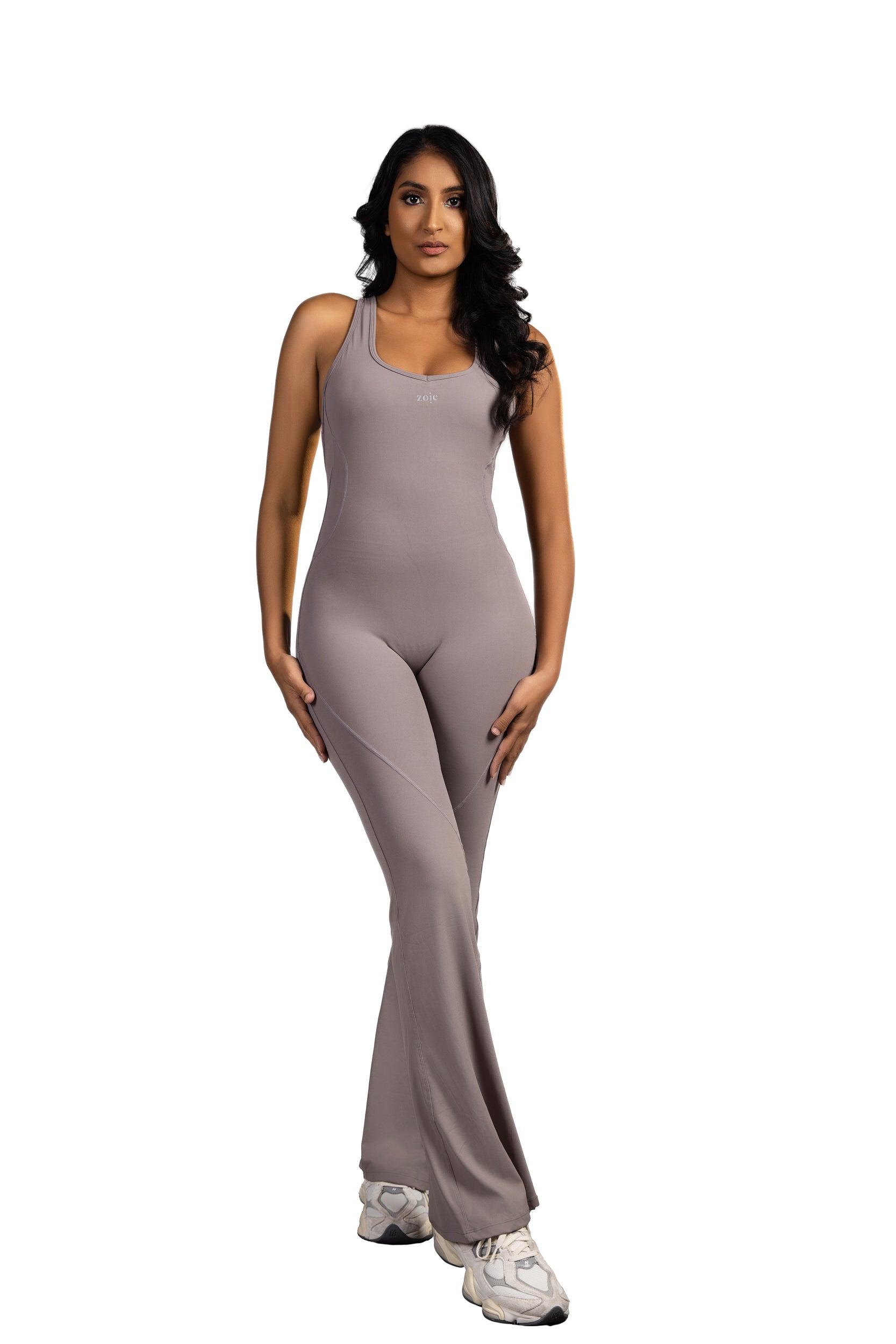 Seraph Flared Long Jumpsuit Beige