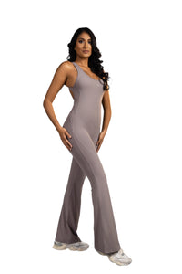 Seraph Flared Long Jumpsuit Beige