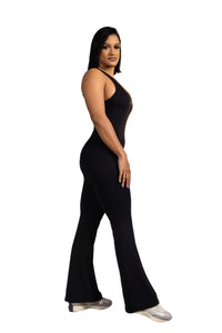 Seraph Flared Long Jumpsuit Black