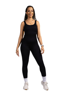 Nyx Ribbed Long Jumpsuit - Black