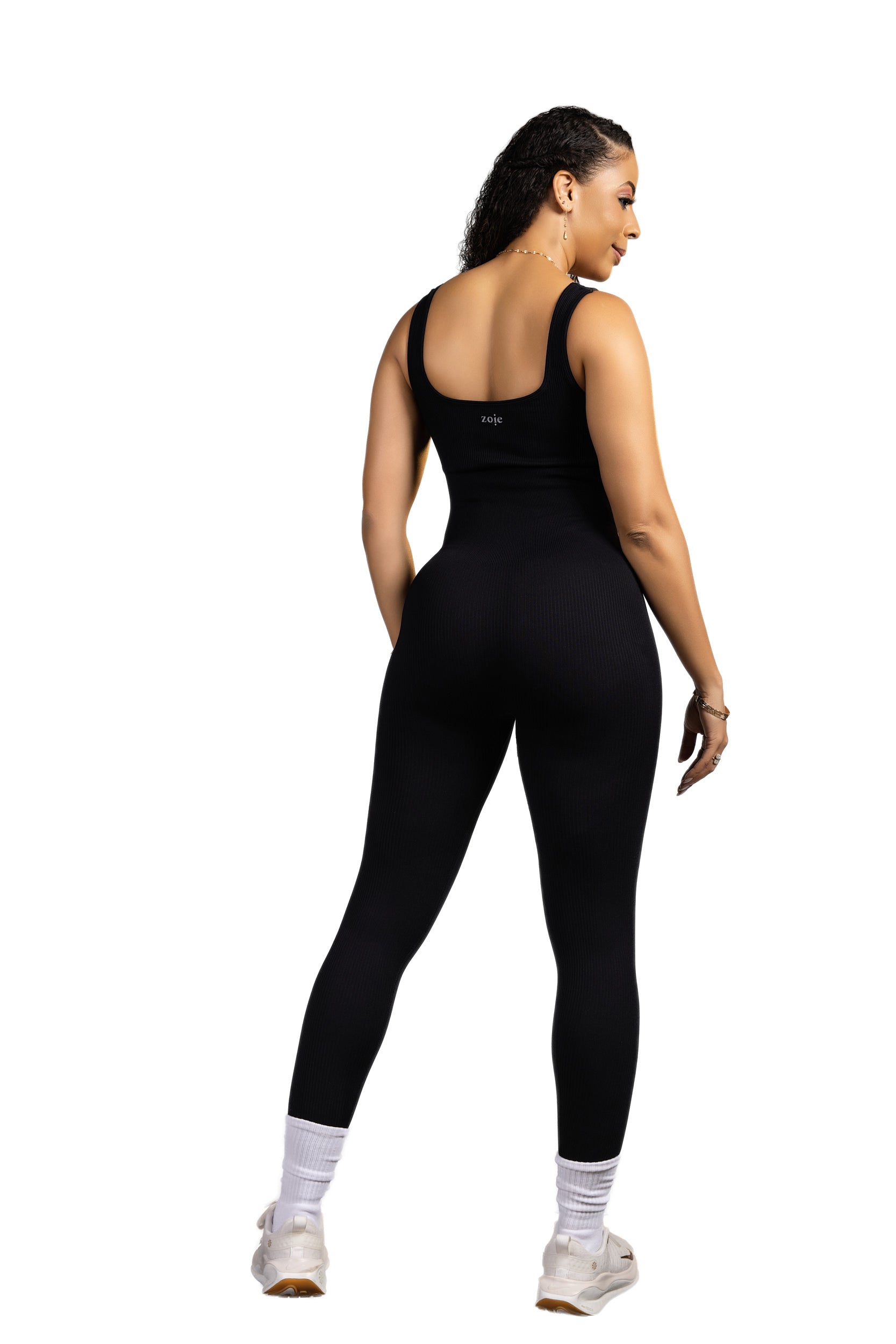 Nyx Ribbed Long Jumpsuit - Black