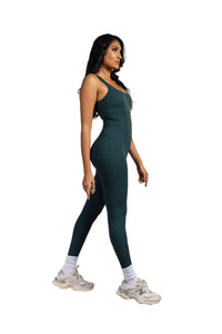 Nyx Ribbed Long Jumpsuit - Green